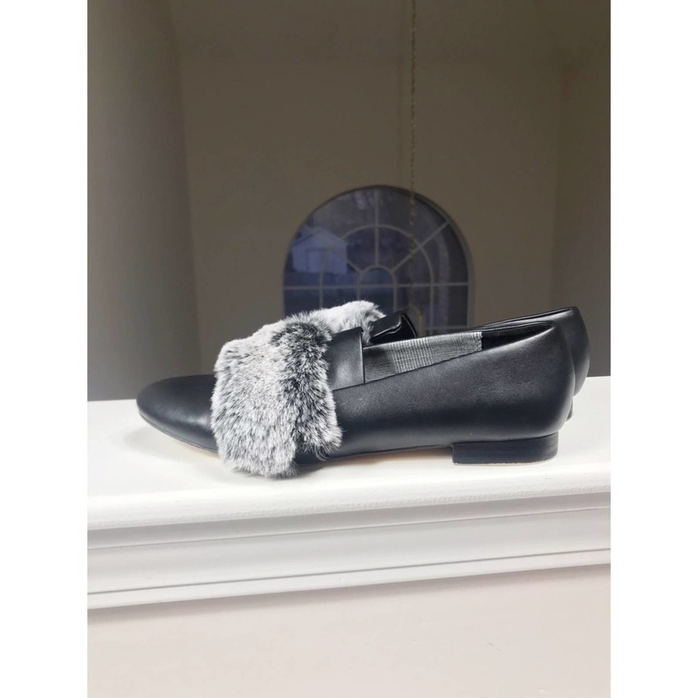 Zara women, black leather flats    37/6.5   #33 - Picture 2 of 5